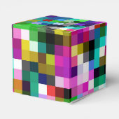Karierte geometrische Pixel Geschenkschachtel (Rückseite)