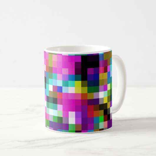 Karierte geometrische Pixel Kaffeetasse (VorderseiteRechts)
