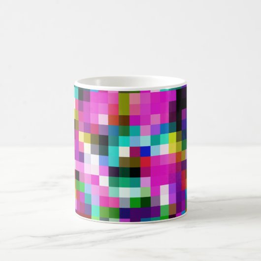 Karierte geometrische Pixel Kaffeetasse (Mittel)