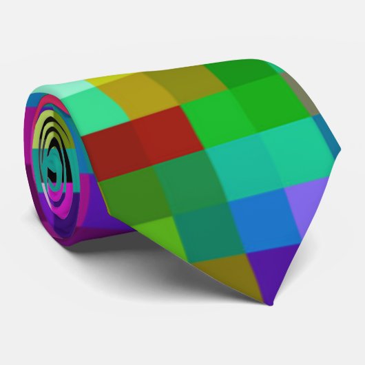 Karierte geometrische Pixel Krawatte (Gerollt)