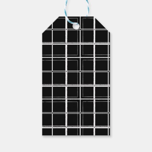 Karierte Geschenkmarke Schwarz/Weiß Geschenkanhänger (Vorderseite)