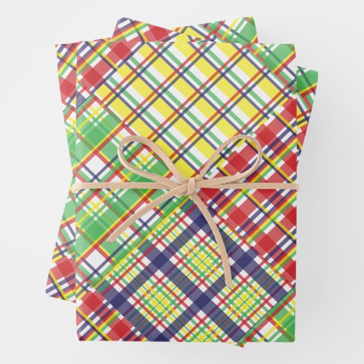 Karierte Geschenkpapier-Blätter aus Madras Geschenkpapier Set (Beispiel)