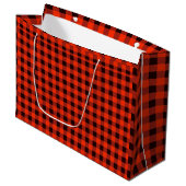 Karierte Geschenktasche mit klassischem Schwarz un Große Geschenktüte (Vorderseite Schrägansicht)