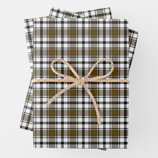Karierte Geschenkwrap in Braun, Schwarz und Weiß H Geschenkpapier Set (Beispiel)