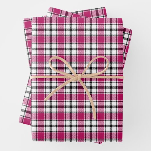 Karierte Geschenkwrap in Rosa, Weiß und Schwarz HA Geschenkpapier Set (Beispiel)
