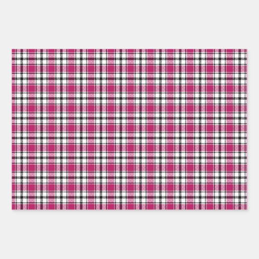 Karierte Geschenkwrap in Rosa, Weiß und Schwarz HA Geschenkpapier Set (Vorderseite 3)