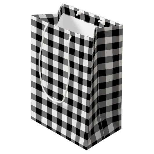 Karierte Gingham-Geschenktasche Mittlere Geschenktüte (Vorderseite Schrägansicht)