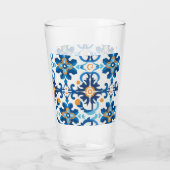 Karierte Glasflasche mit blauem und braunem Karo Glas (Rückseite)