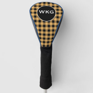 Karierte Golf Club Cover für Gold und Black Headcover