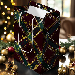 Karierte, graue und gelbe Kreuze Mittlere Geschenktüte