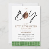 Karierte Green Football Baby Dusche Einladung (Vorderseite)