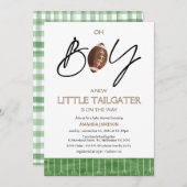 Karierte Green Football Baby Dusche Einladung (Vorne/Hinten)