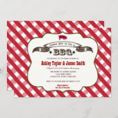 Karierte GRILLEN Pig Einladung (Vorne/Hinten)