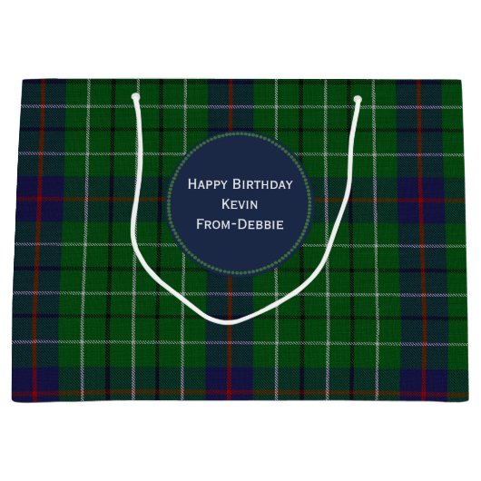 Karierte große kundenspezifische Geschenk-Tasche Große Geschenktüte (Vorderseite)