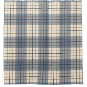 Karierte große Muster-Blues-Brown-Creme Duschvorhang (Vorderseite)