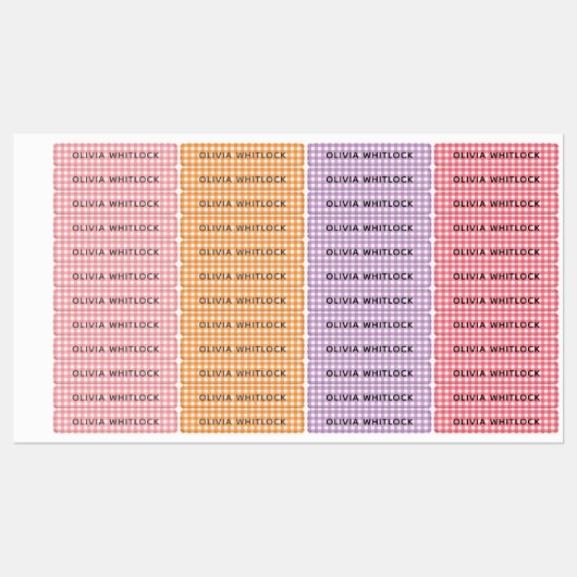 Karierte Grundschule Gingham Etiketten (Blatt)