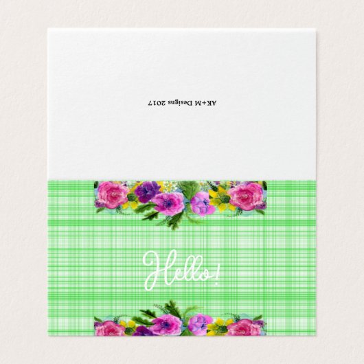 Karierte grüne Blank-Inside-Grußkarte (Außenseite Aufgefaltet)