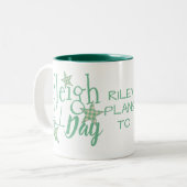 Karierte grüne Creme - Star Typografie Schlitten D Zweifarbige Tasse (Vorderseite Links)