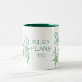 Karierte grüne Creme - Star Typografie Schlitten D Zweifarbige Tasse (Mittel)