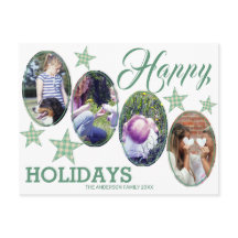 Karierte Grüne Creme Stars 4 Foto Happy Holidays