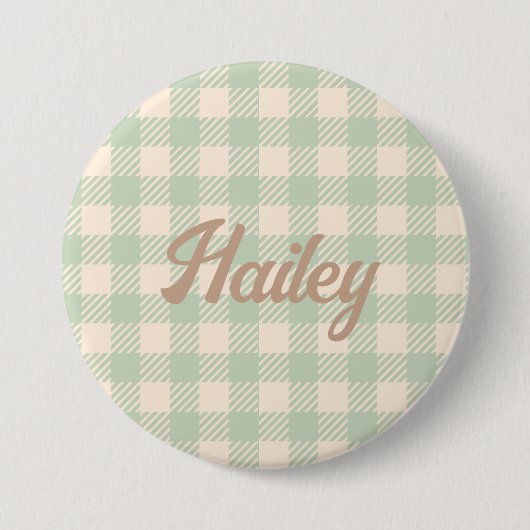 karierte grüne Gingham Gingham Button (Vorderseite)