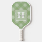 Karierte grüne Monogramm und Name individuell anpa Pickleball Schläger (Vorderseite)