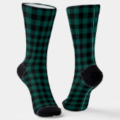 Karierte grüne und weiße Socken mit Anfangsmonogra (Gewinkelt)