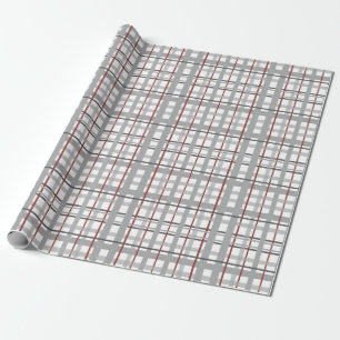 Karierte Happy Celebration Grau Silber Rot Kariert Geschenkpapier