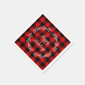 Karierte Happy Holidays in Red und Black Buffalo Serviette (Ecke)