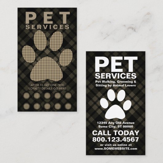 karierte Haustiertatzen-Lochkarte Treuekarte (Vorne/Hinten)