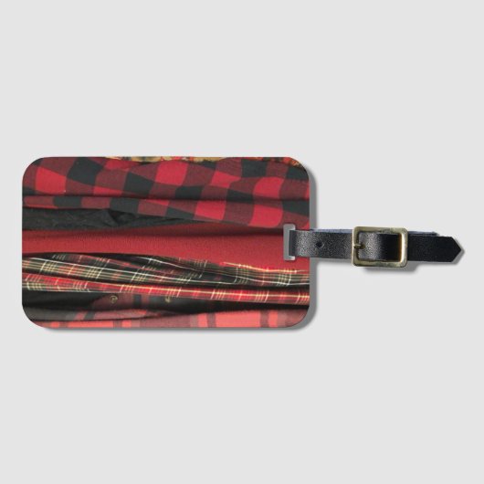 Karierte, hellrote Printwerbung Gepäckanhänger (Vorderseite (Horizontal))