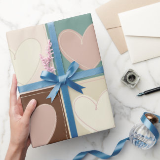 Karierte Herzen Gitter Geschenkpapier