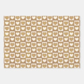Karierte Herzen in Blondcreme Geschenkpapier Set (Vorderseite)