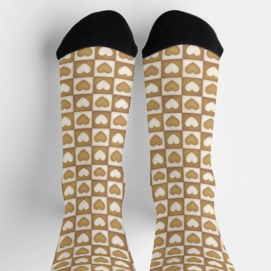 Karierte Herzen in Blondcreme Socken (Oben)