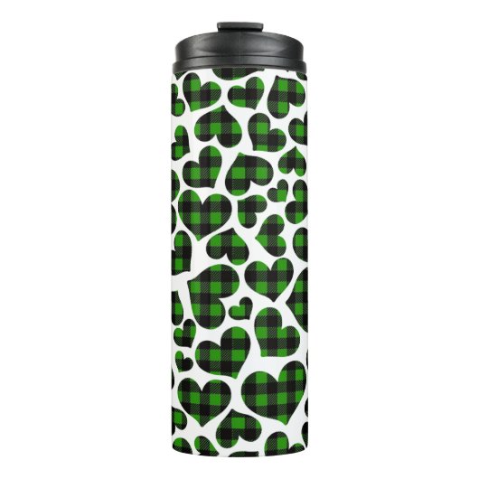 Karierte Herzen Thermosbecher (Vorderseite)