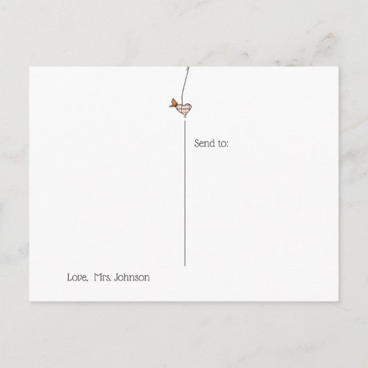 Karierte Herzen und Schmetterlinge, ich vermisse d Postkarte (Rückseite)