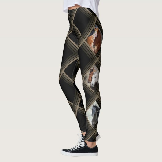 Karierte Herzpferde des Sand-Wäsche-Beckens Leggings (Links)