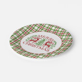 Karierte Hirschweihe Pappteller (Schrägansicht)