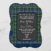 karierte Hochzeit in Blau und Grün Einladung (Vorne/Hinten)