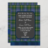 Karierte Hochzeit in Blau und Grün Einladung (Vorne/Hinten)