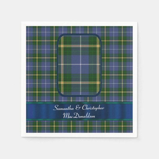 Karierte Hochzeit in Blau und Grün Serviette (Vorderseite)