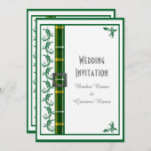 Karierte Hochzeit in Grün und Weiß Einladung (Vorne/Hinten)