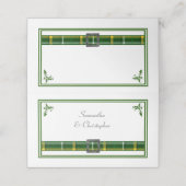 Karierte Hochzeit mit grünem Tartan Platzkarte (Außenseite Aufgefaltet)