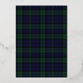 Karierte Hochzeit von Black Watch Tartan Folieneinladung (Rückseite)