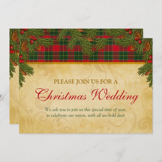 Karierte Hochzeit von Tartan Einladung (Vorne/Hinten)