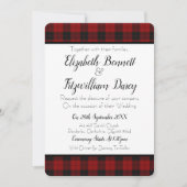 Karierte Hochzeitseinladung in Rot und Schwarz Einladung (Vorderseite)