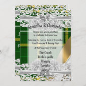 Karierte Hochzeitsfeier im grünen Tartan Foto Einladung (Vorne/Hinten)