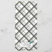 Karierte Hochzeitsmenüs in Schwarz und Weiß Menükarte (Rückseite)