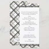 Karierte Hochzeitsmenüs in Schwarz und Weiß Menükarte (Vorne/Hinten)