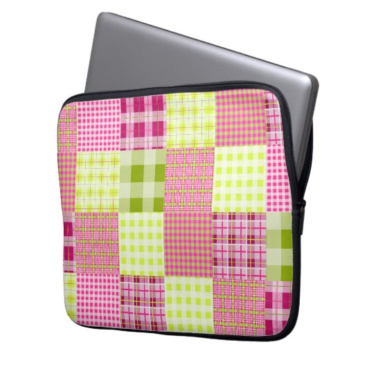 Karierte inspirierte Elektronik-Tasche Madras Laptopschutzhülle (Vorderseite Links)